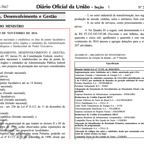 Feriados nacionais e ponto facultativo
