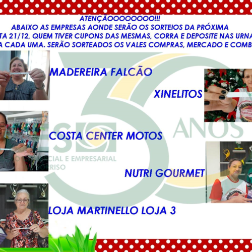 Quinto sorteio dos vale-compras – CAMPANHA DE NATAL